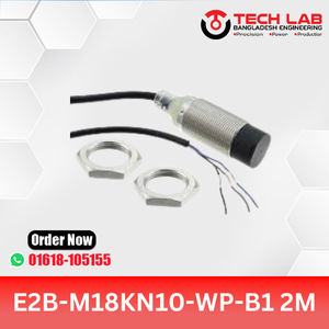 OMRON E2B-M18KN10-WP-B1 – M18 Unshielded Inductive Sensor, PNP NO Output, 10mm Sensing Distance, IP67, 2M Cable