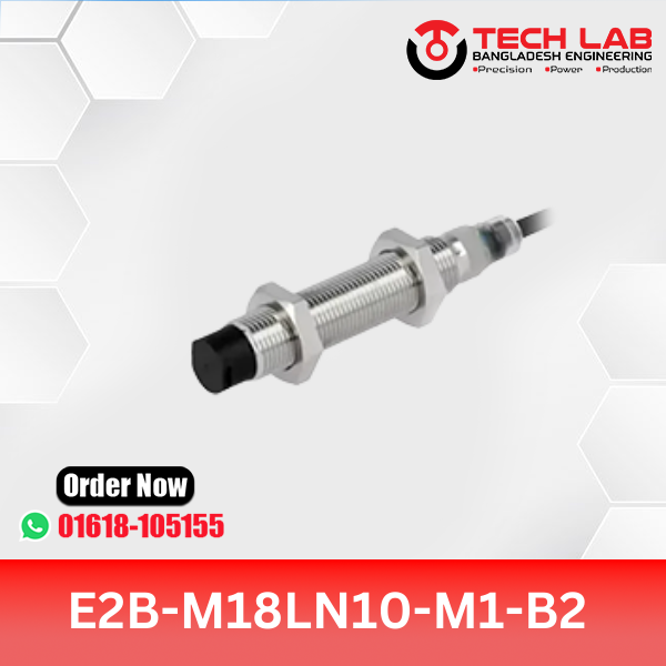 OMRON E2B-M18LN10-M1-B2 – M18 Unshielded Inductive Sensor, NPN NC Output, 10mm Sensing Distance, IP67, Pre-wired Cable