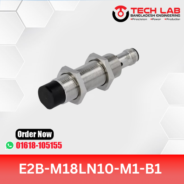 OMRON E2B-M18LN10-M1-B1 – M18 Unshielded Inductive Sensor, NPN NO Output, 10mm Sensing Distance, IP67, Pre-wired Cable