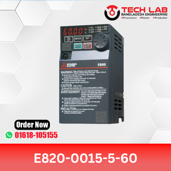 Mitsubishi VFD E820-0015-5-60 (0.15 kW / 0.2 HP) – FR-E800 / E820 Series