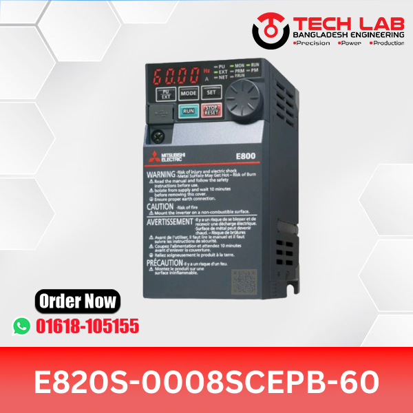 Mitsubishi VFD FR-E820S-0008SCEPB-60 (0.4kW / 0.5HP) – FR-E800 Series