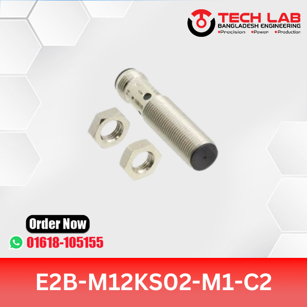 OMRON E2B-M12KS02-M1-C2 – M12 Shielded Inductive Sensor, NPN NC Output, 2mm Sensing Distance, IP67, M12 Connector