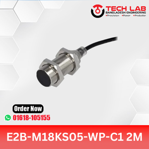 OMRON E2B-M18KS05-WP-C1 – M18 Shielded Inductive Sensor, PNP NO Output, 5mm Sensing Distance, IP67, 2M Cable