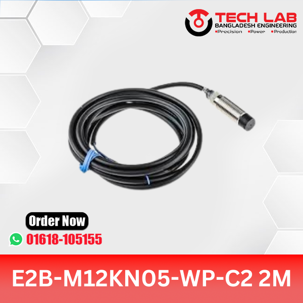 Omron E2B-M12KN05-WP-C2 2M Proximity Sensor – M12 Inductive Sensor, 5mm Sensing Distance, NPN NC Output,