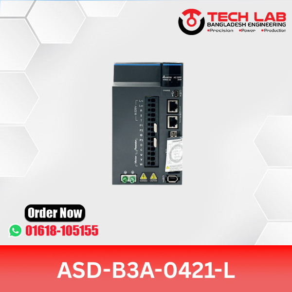 Delta ASD-B3A-0421-L AC Servo Drive – 400W, PR Mode, Pulse/Analog, 220VAC, B3A Series