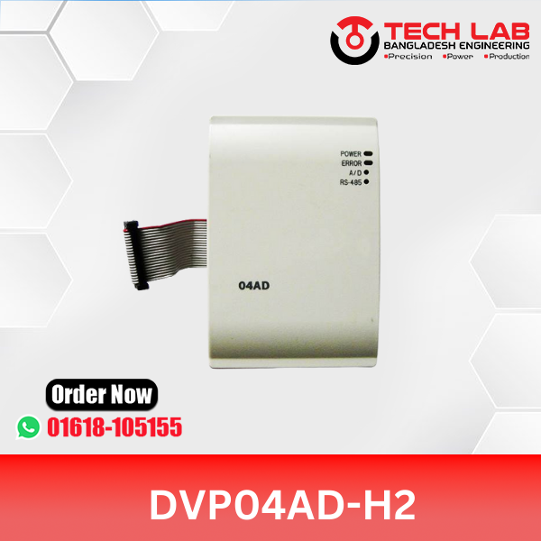 Delta DVP04AD-H2 – 4-Channel Analog Input Module, 14-bit Resolution, ±10V/±20mA, 100–240 VAC/24 VDC, DIN-Rail