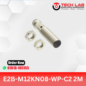 OMRON E2B-M12KN08-WP-C2 2M Shielded Inductive Sensor, PNP NO Output, 2mm Sensing Distance, IP67